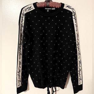 Karl Lagerfeld Paris Black Studded Sweater Size Small